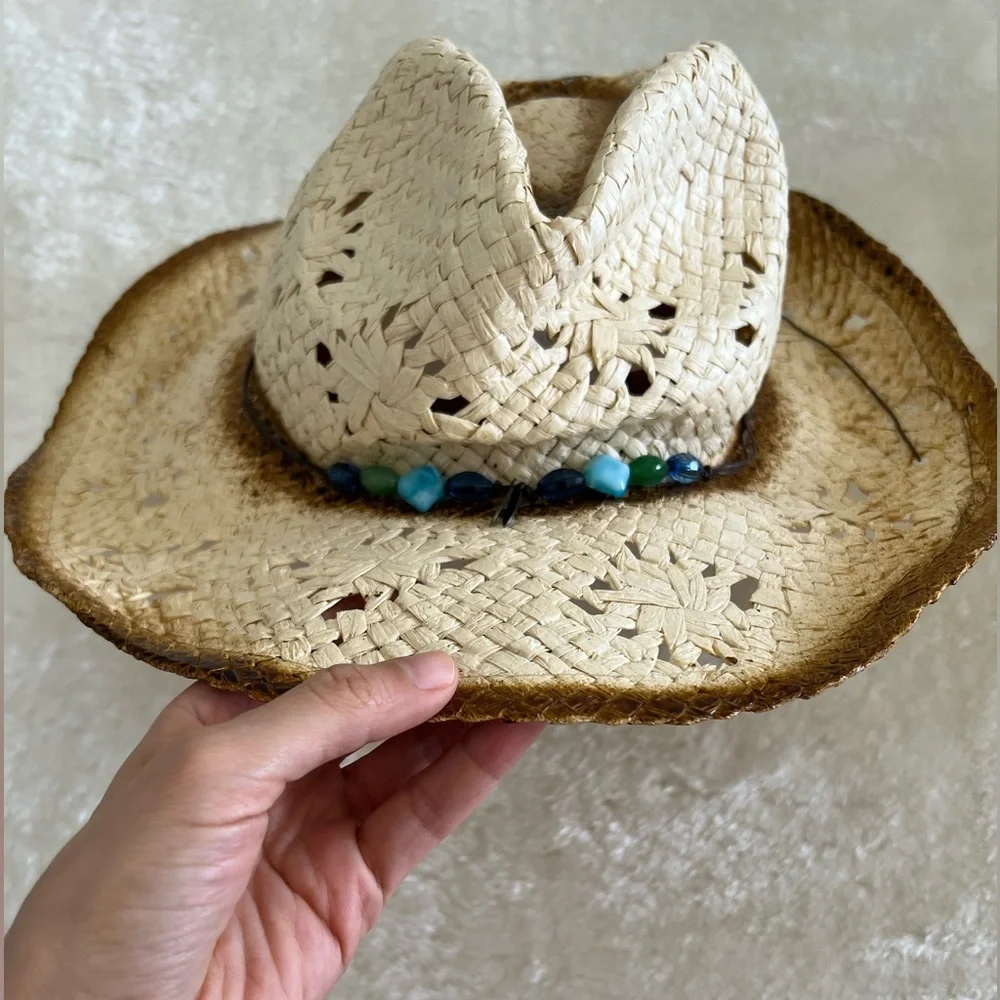 Stylish Cream and Brown Women's Straw Hat